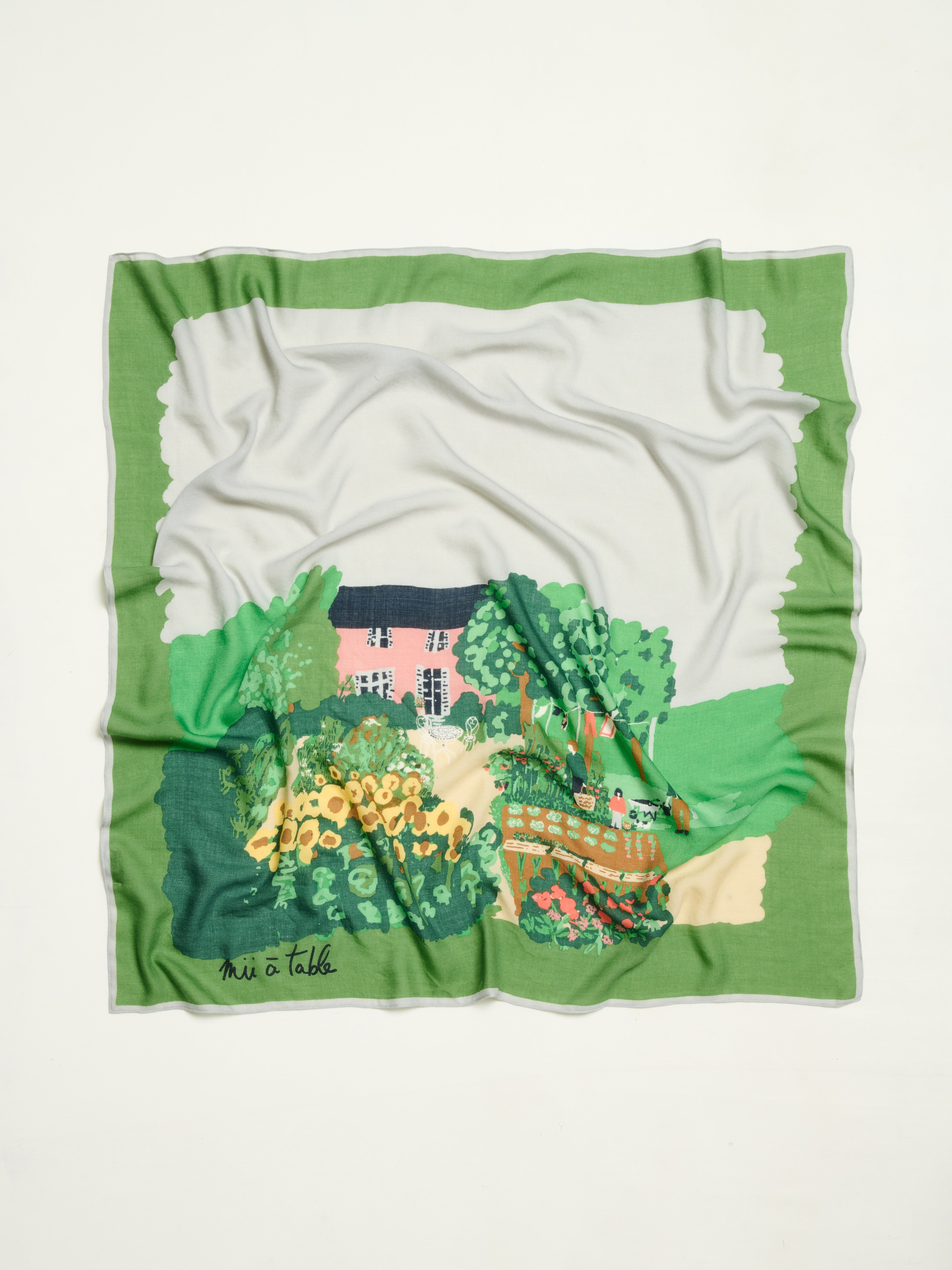 Mii Le Potager carré laine et soie 100x100