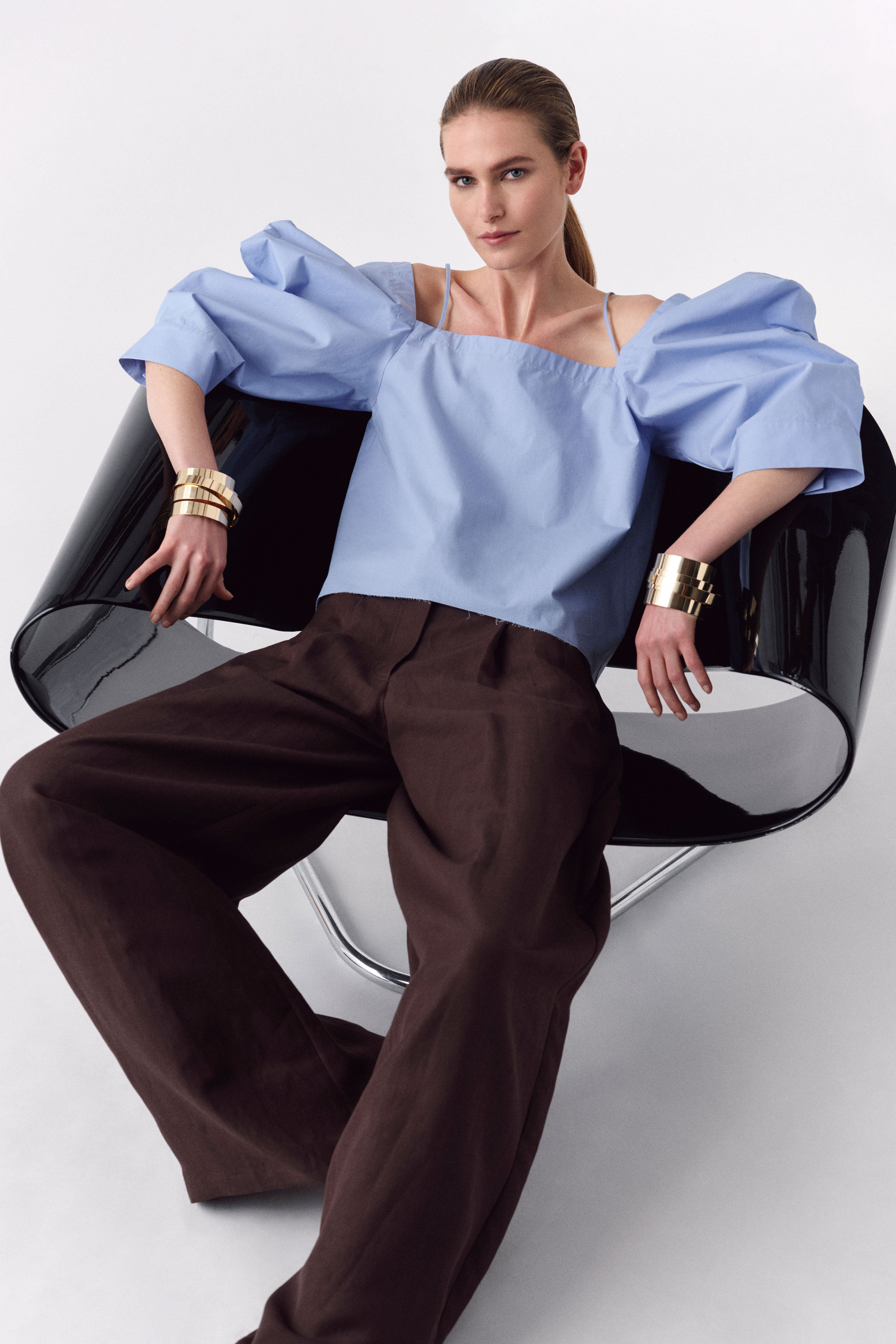 Liviana Conti Aira blouse fiordaliso popeline