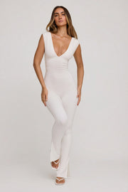 Oh Polly Romana 7744 combinaison blanche col plongeant