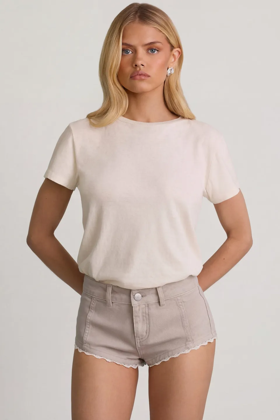 Oh Polly Shorts Lanori short jean écru dentelle