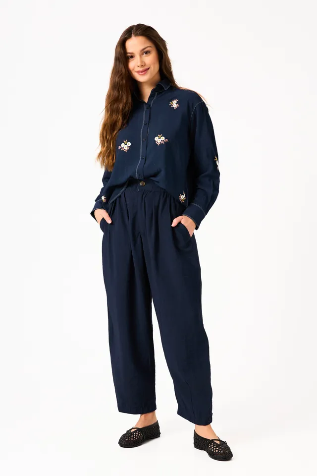 Chicosoleil Aïko pantalon large bleu indigo viscose