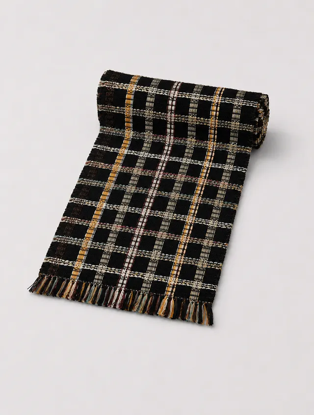 The Ethiquette Paris chemin de table tweed pied-de-poule 40x180