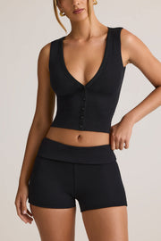 Oh Polly Leif 8687 short côtelé modal noir