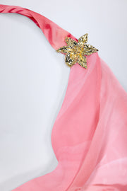 Oh Polly Taveuni robe maxi rose orchidée col drapé