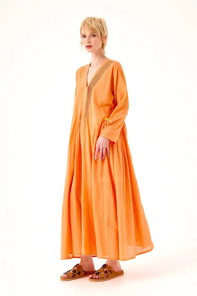 CHICOSOLEIL Zazie robe longue orange voile coton