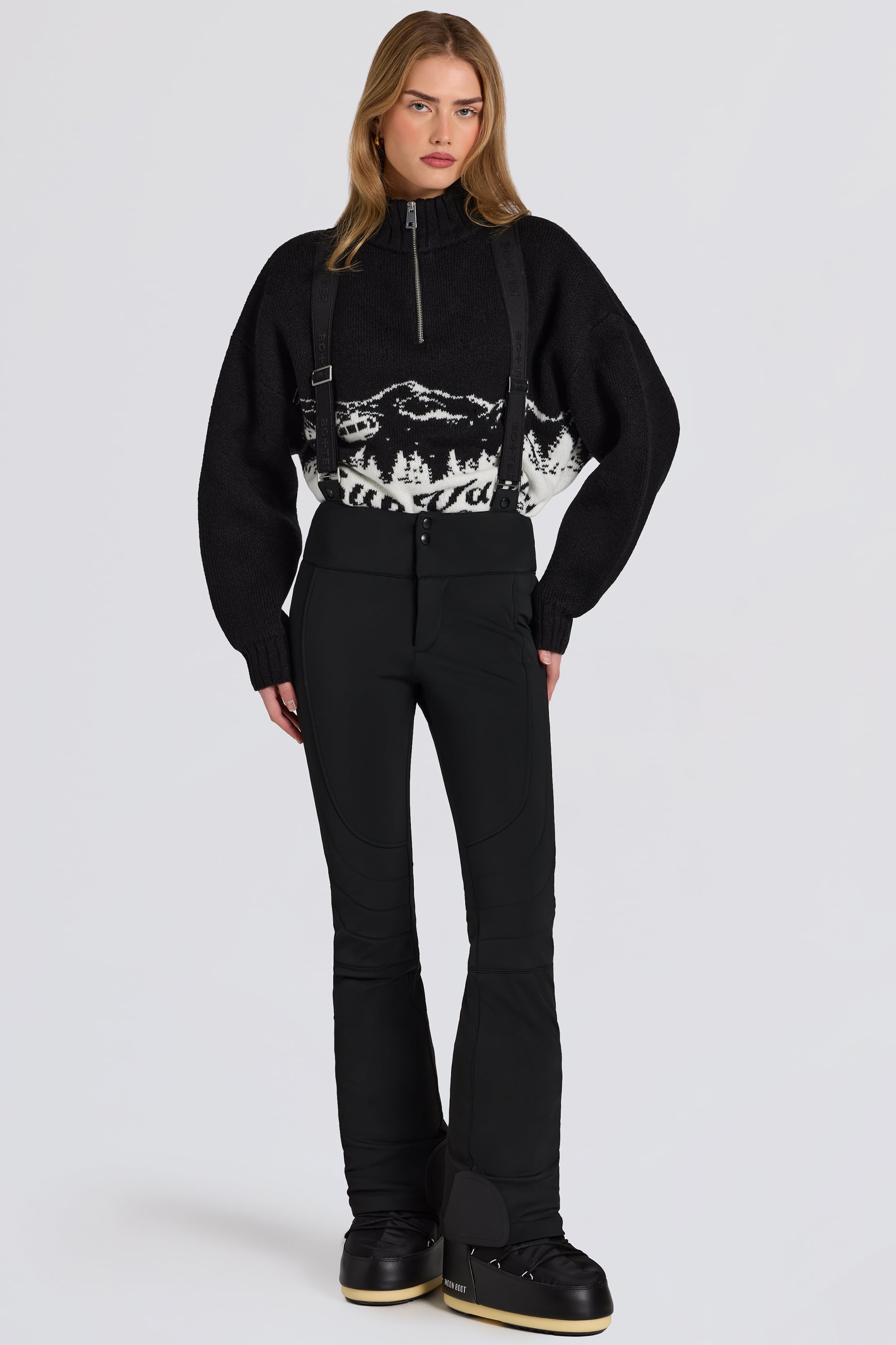 Oh Polly salopette ski taille haute noire matelassée BT2393