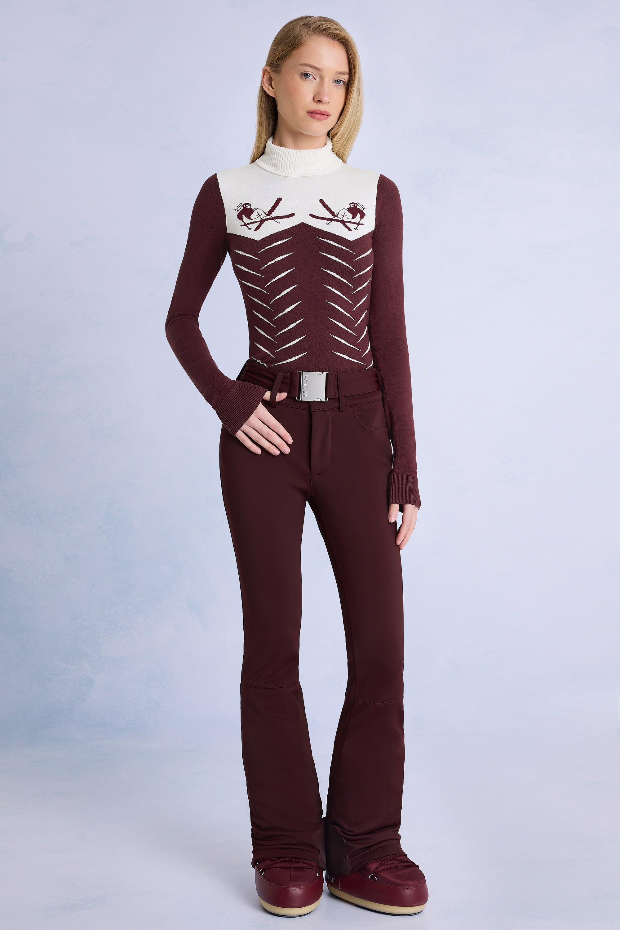 Oh Polly salopette ski imperméable bordeaux ceinture polaire