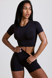 Oh Polly Define Luxe High Waist Mini Shorts short noir taille haute