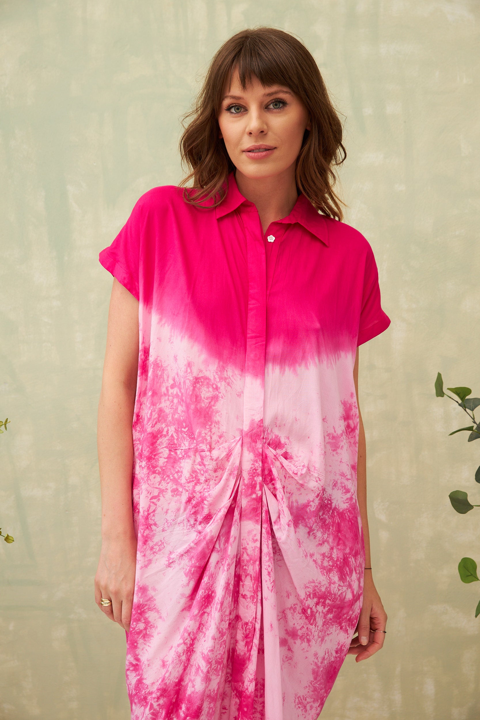 CHICOSOLEIL YUNA Robe Mi-Longue Rose Tie & Die
