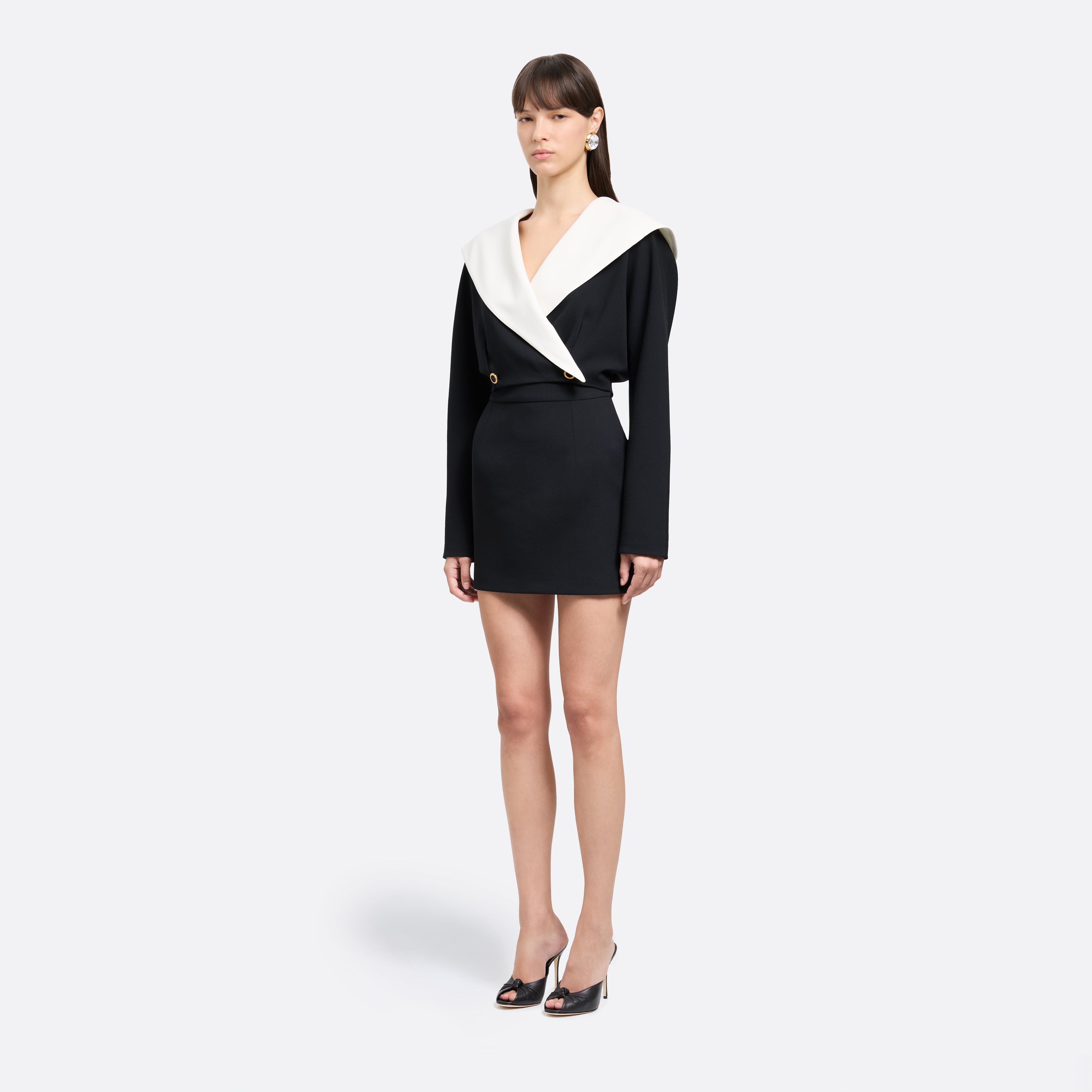 Alessandra Rich jupe mini noire laine crêpe taille haute