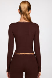 Oh Polly Tops Retta haut manches longues modal marron