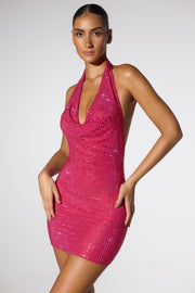 Oh Polly Embellished 7113 mini robe rose licou strass
