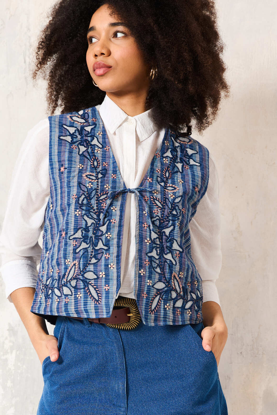 CHICOSOLEIL Paco gilet sans manches bleu coton