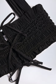 Oh Polly Tops Ottilie crop top noir volants à nouer