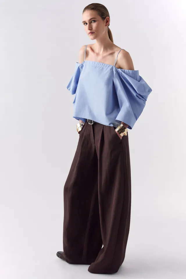 Liviana Conti Gareth pantalon palazzo lin fondente