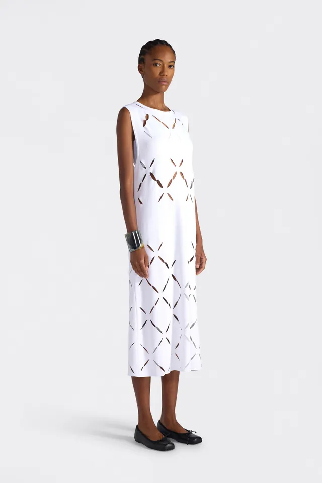 Liviana Conti Ruby robe midi blanche viscose ajourée