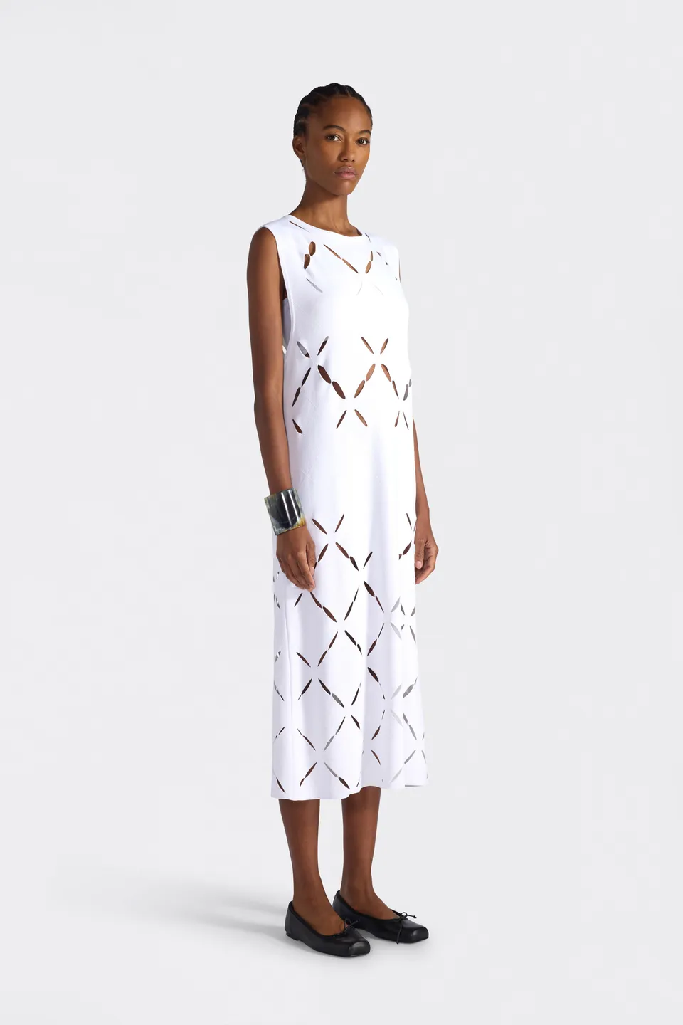 Liviana Conti Ruby robe midi blanche viscose ajourée