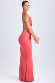 Oh Polly Omarosa robe maxi corail découpée jersey