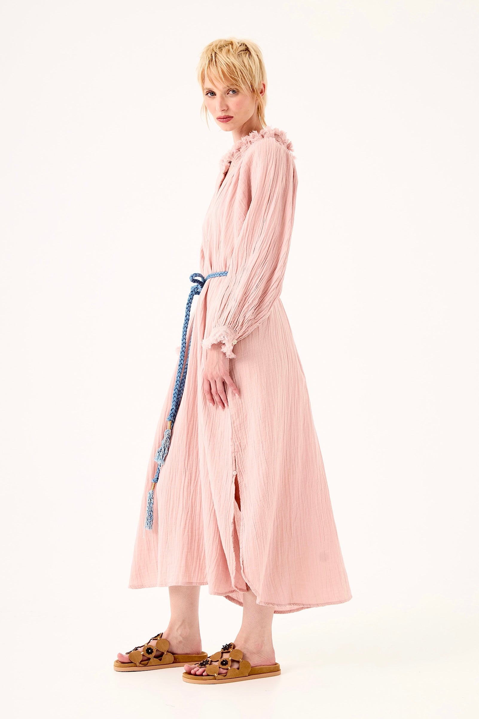 Chicosoleil Marigold robe gaze coton rose romance