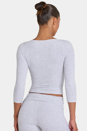 Oh Polly Tops ButterCloud 3/4 Sleeve Top haut gris marl stretch