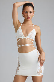 Oh Polly Embellished 8173 mini jupe ivoire strass