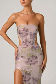 Oh Polly Lucienne robe maxi sirène lilas à strass