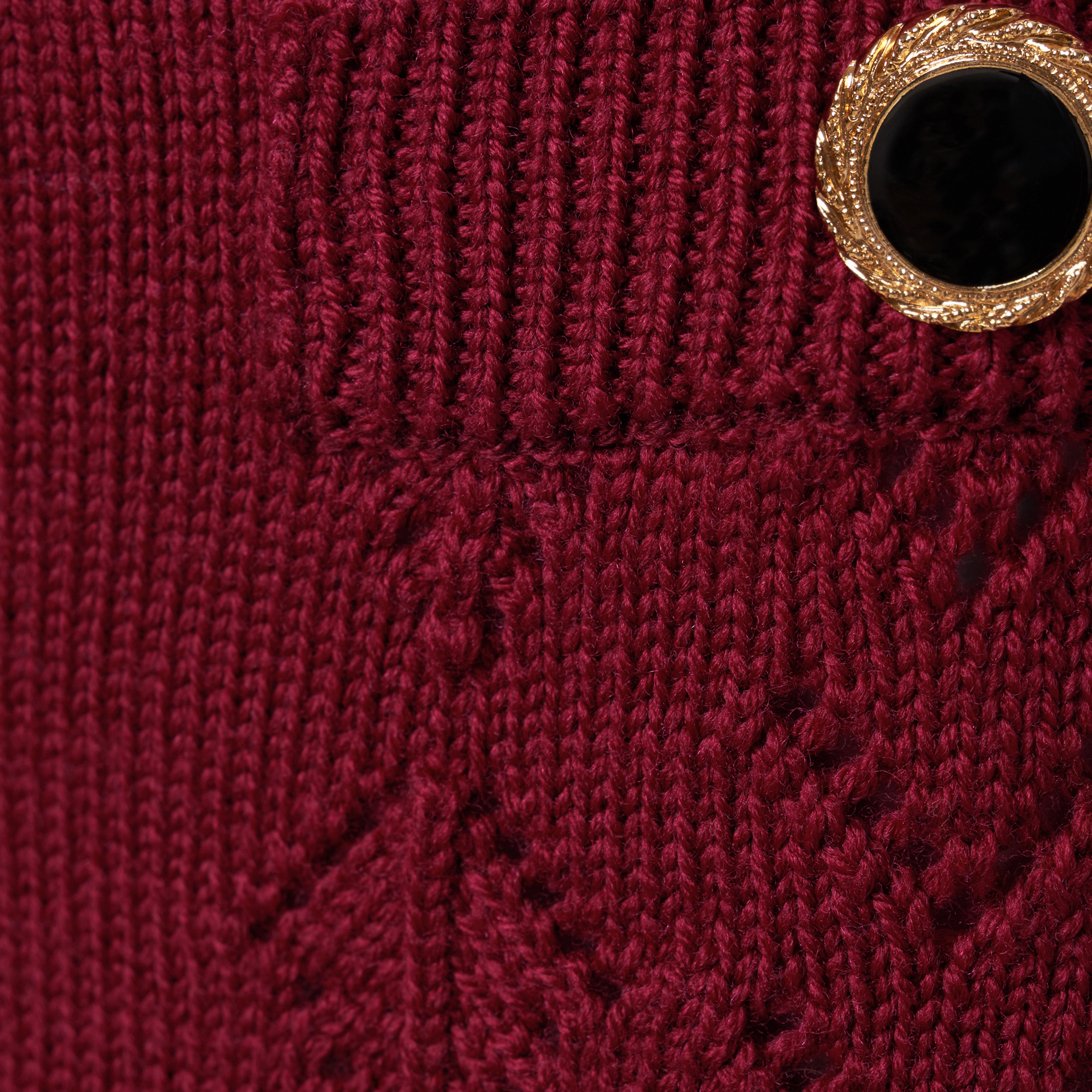 Alessandra Rich Merino Wool Lace-Knit Midi Skirt jupe bordeaux 36