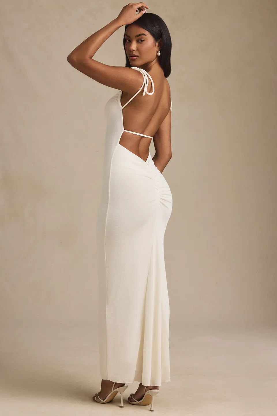 Oh Polly Noelia 7549 robe longue ivoire dos nu jersey