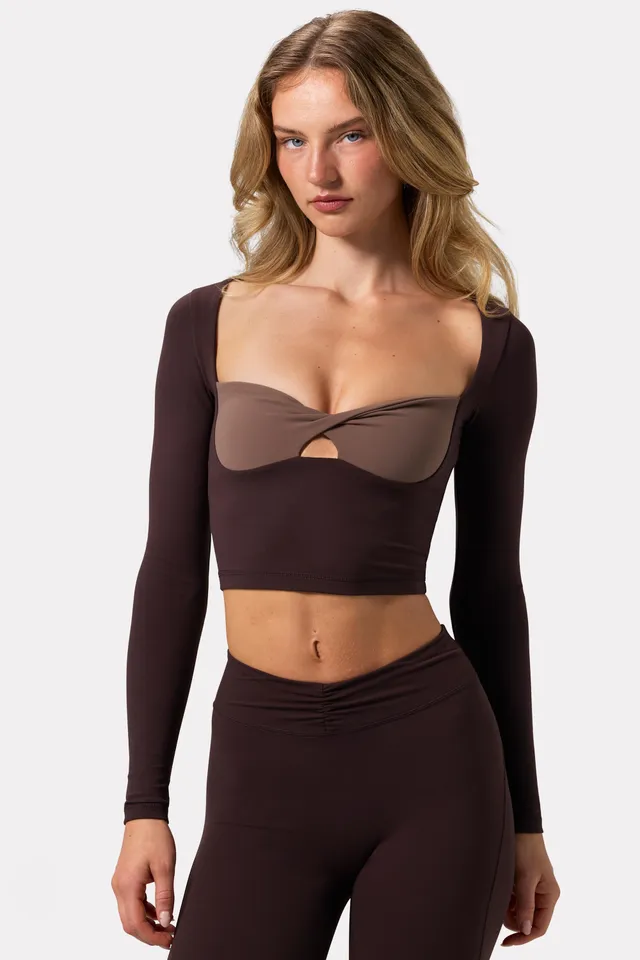 Bo+Tee Soft Active Top Sport Twist Marron Espresso Court
