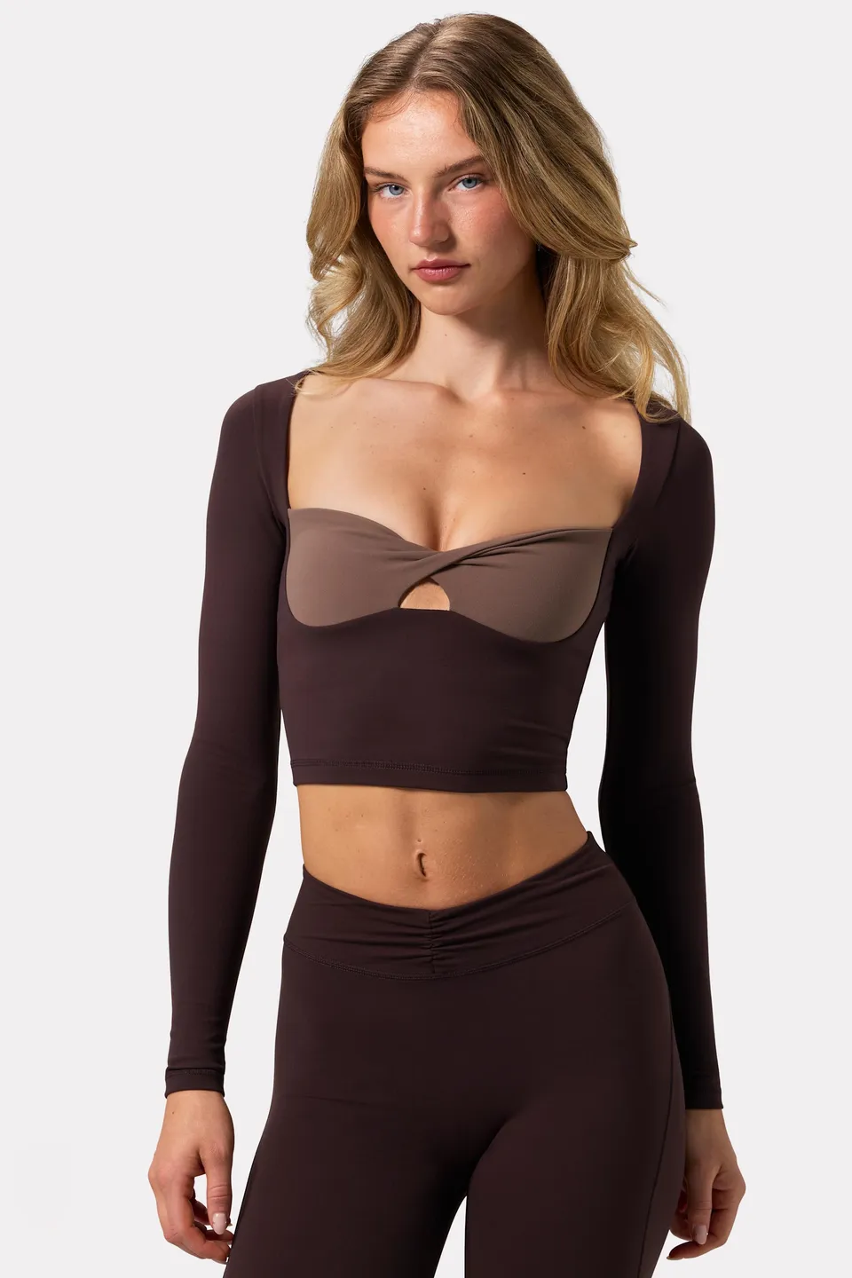 Bo+Tee Soft Active Top Sport Twist Marron Espresso Court