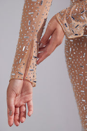 Oh Polly Embellished Giulia 7231 crop top almond strass