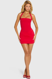 Oh Polly Thalia robe mini rouge cerise dos nu