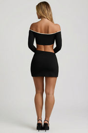 Oh Polly Mari 13623 mini jupe modal noire asymétrique
