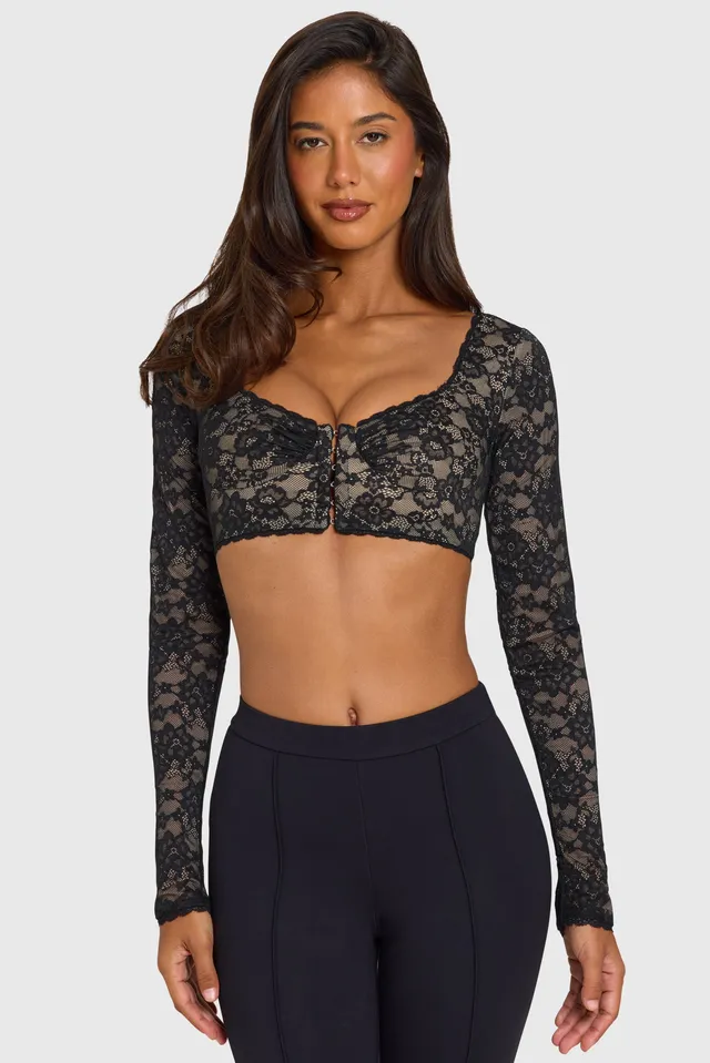 Oh Polly Tops Scout Crop Top Dentelle Noir Stretch