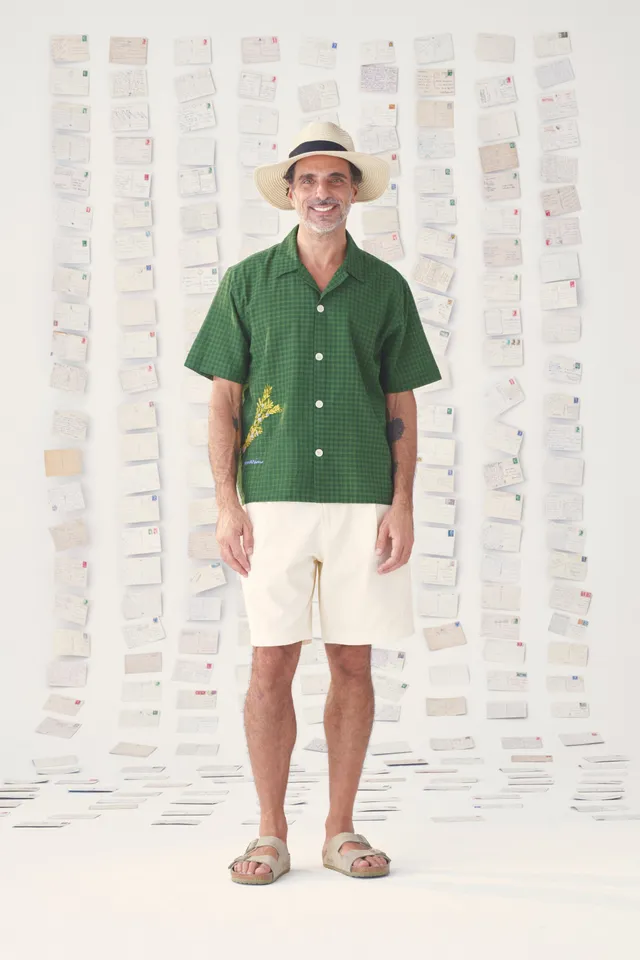 Chemise Subha Mii en carte postale coton chatai manches courtes homme