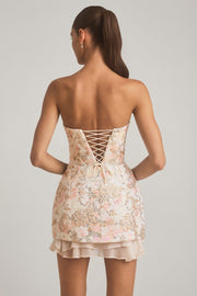 Oh Polly Eliselle mini robe ivoire corset sequins
