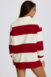 Oh Polly Tops t-shirt oversize rouge foncé rayé coton bio