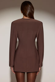 Oh Polly Azelie 14960 robe blazer marron mini cintrée