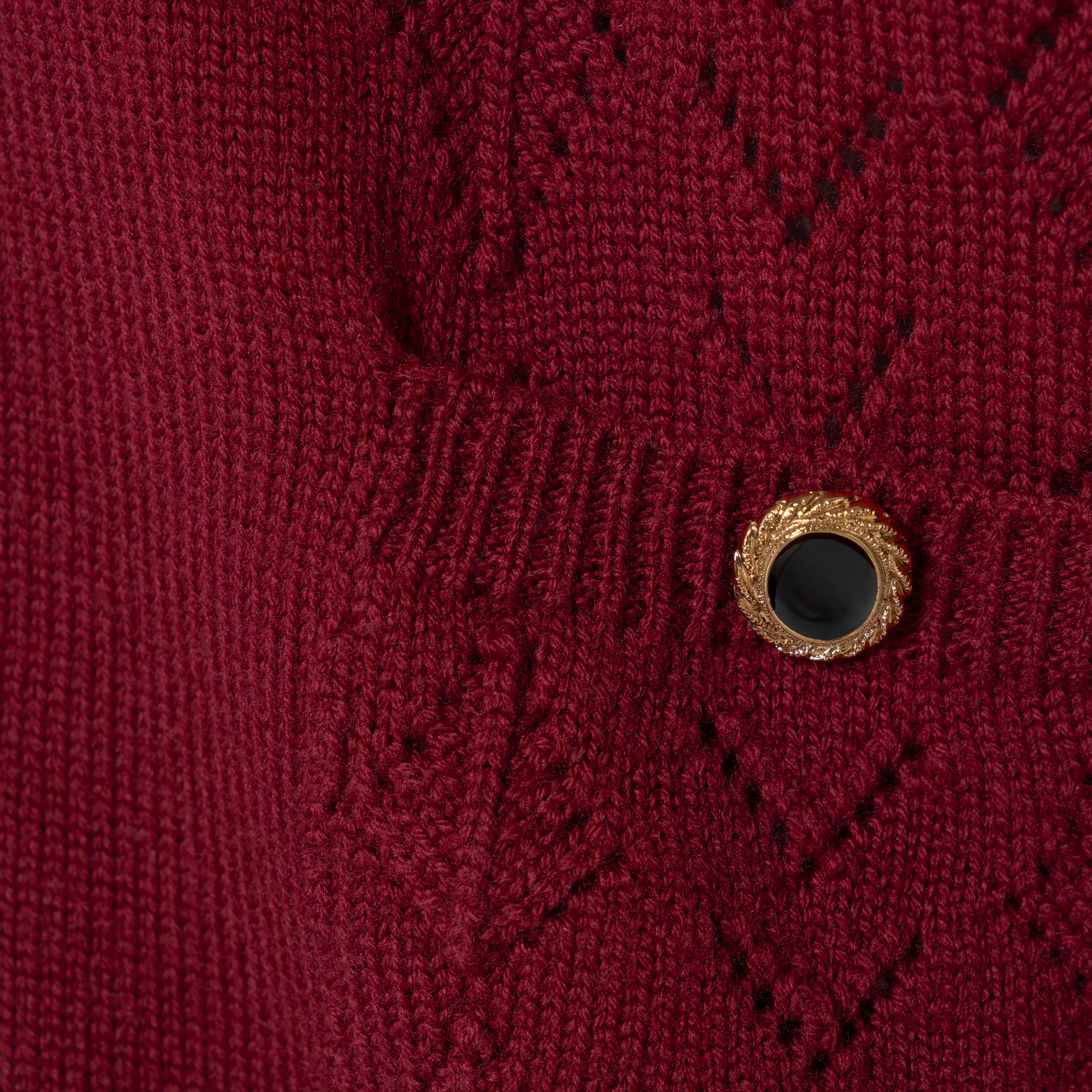 Alessandra Rich Merino Wool cardigan laine bordeaux taille 40