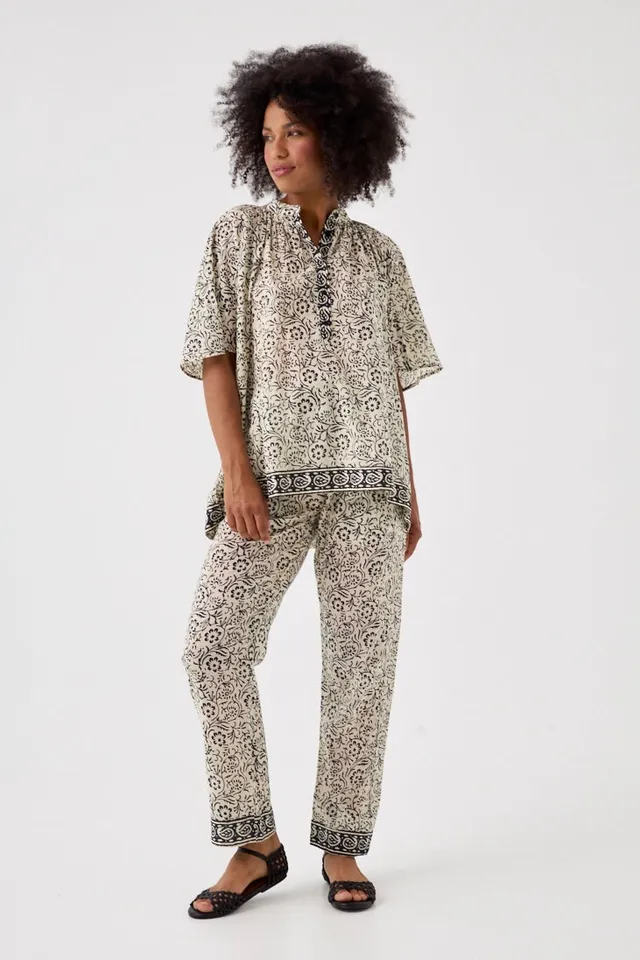 Chicosoleil Bernie pantalon fluide fleur de tiaré coton