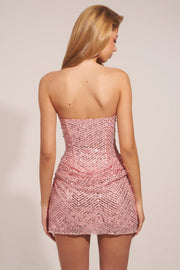 Oh Polly Mellie mini robe bustier rose blush sequins
