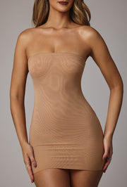 Oh Polly 8305 Soft Sheer-Mesh Bandeau Robe mini amande mesh