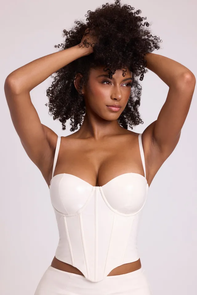 Oh Polly Cassandra top corset vinyle blanc crop