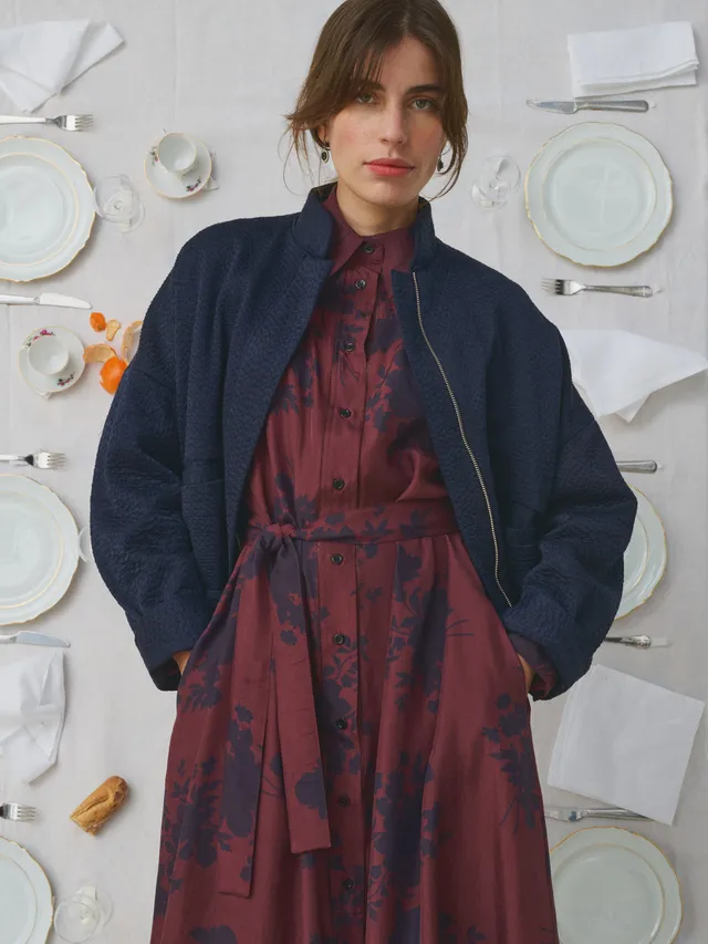 Mii à table Veste Liv Les Unis veste femme soie marine