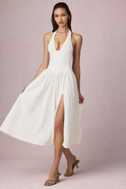 Oh Polly Farrah robe midaxi blanche broderie anglaise