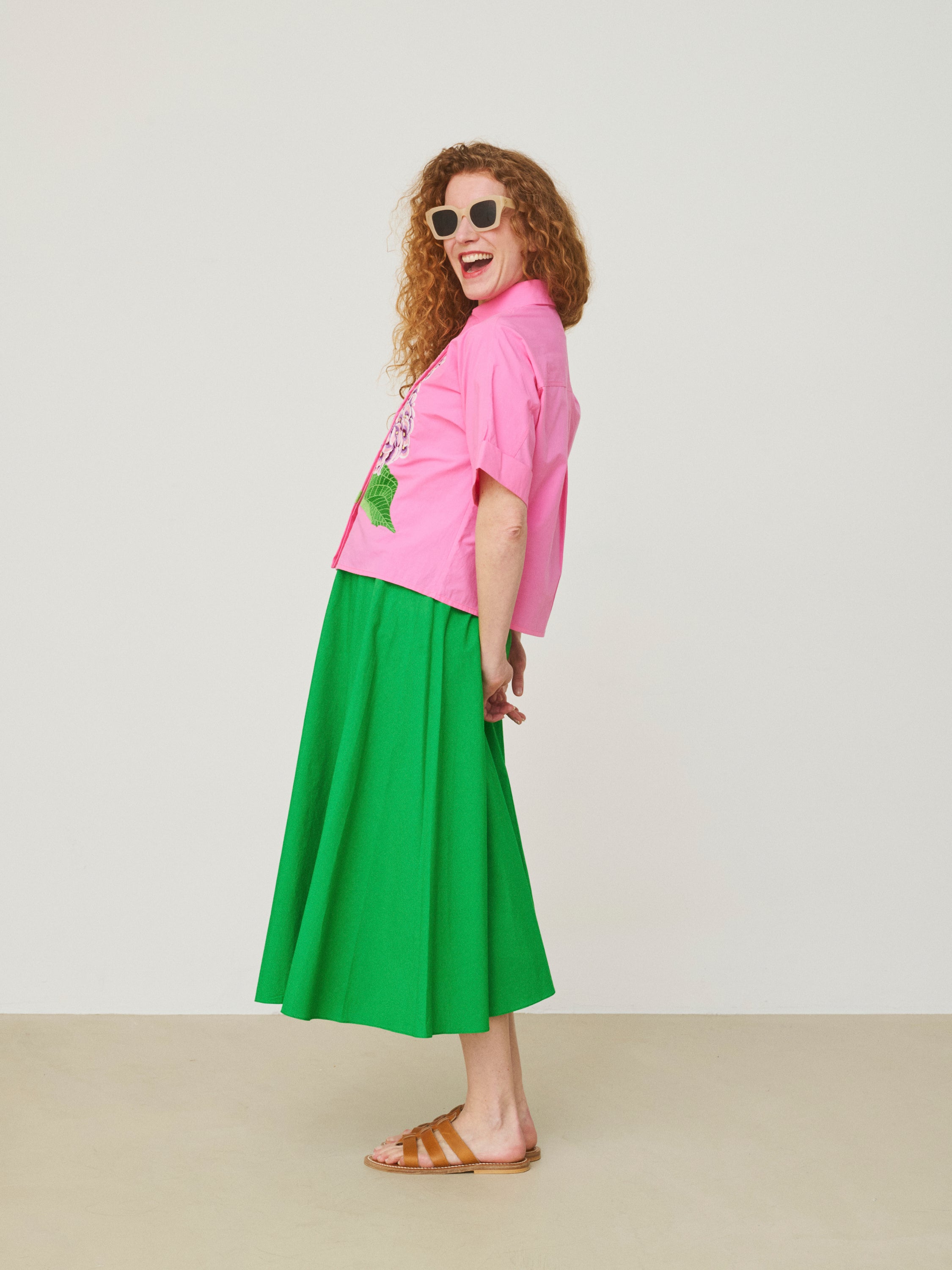Mii Les iconiques Alba chemise rose hortensia brodé