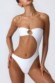 Oh Polly Swim NS0689 maillot une pièce bandeau blanc perles