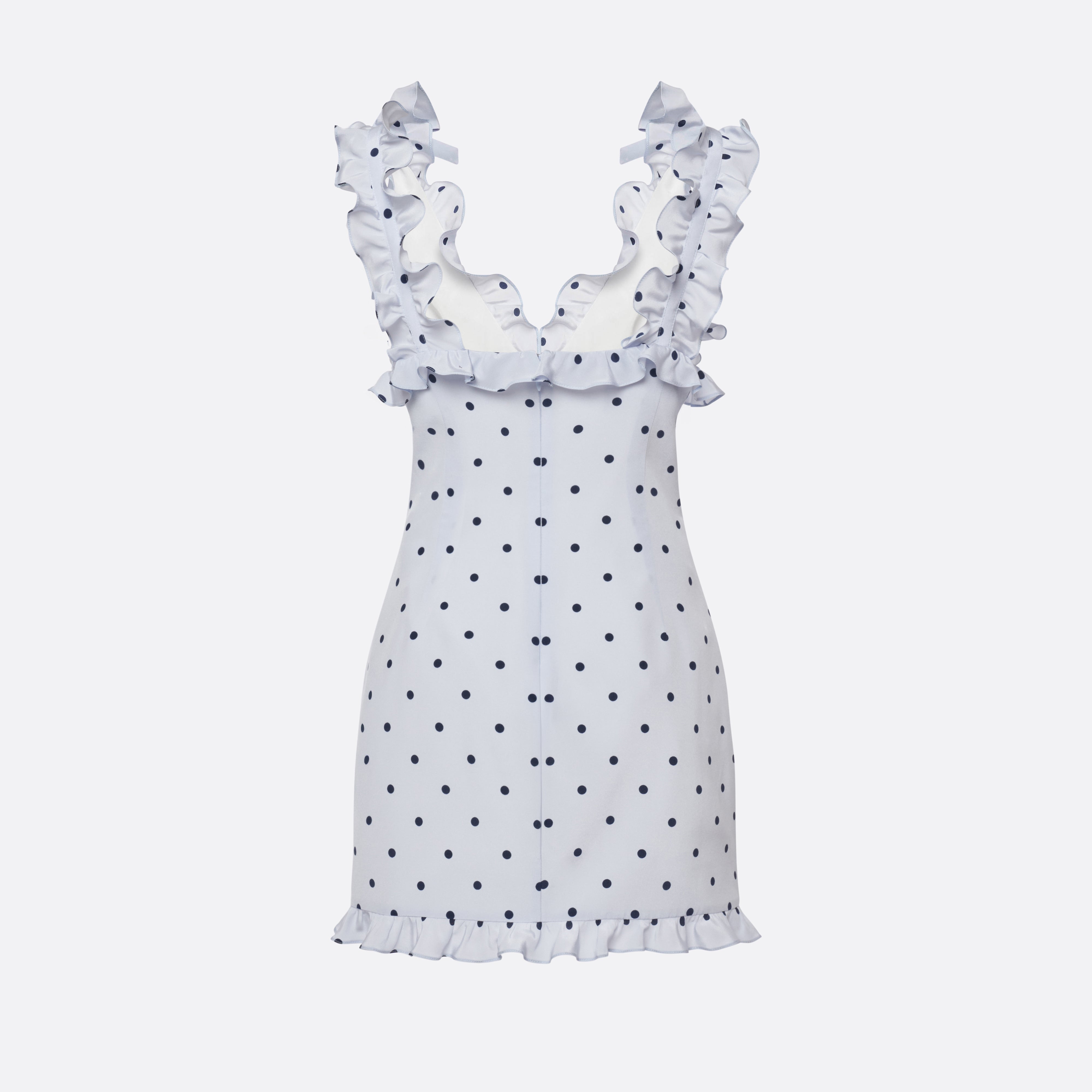 Alessandra Rich Polka-Dot Silk Mini Dress robe bleu pois 36-46