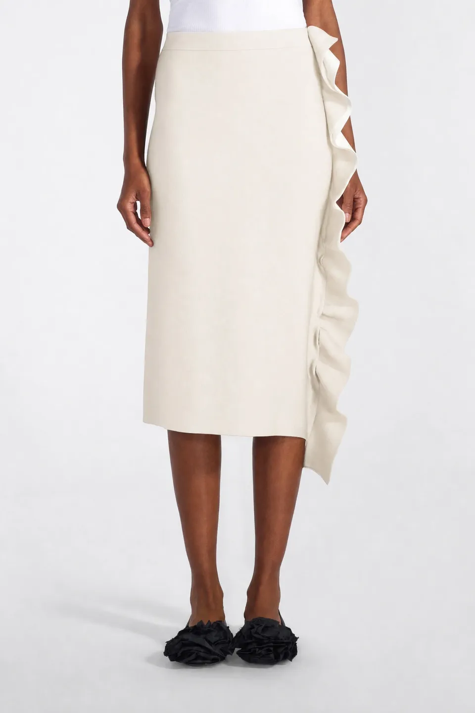 Liviana Conti Gillian jupe midi viscose noir/pomice