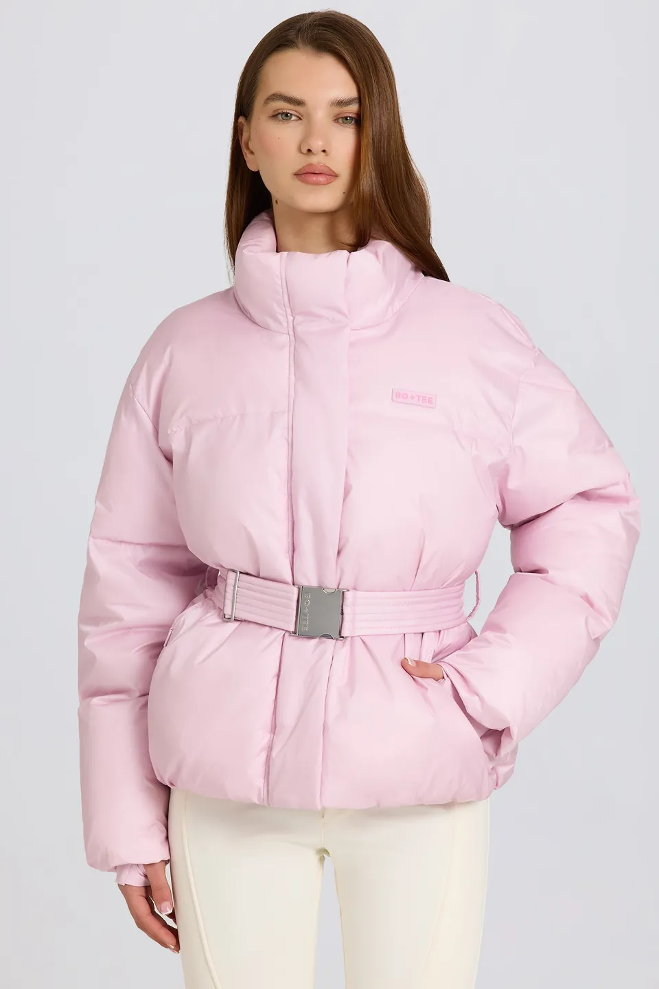 Oh Polly veste ski imperméable ceinturée rose poudre 18k